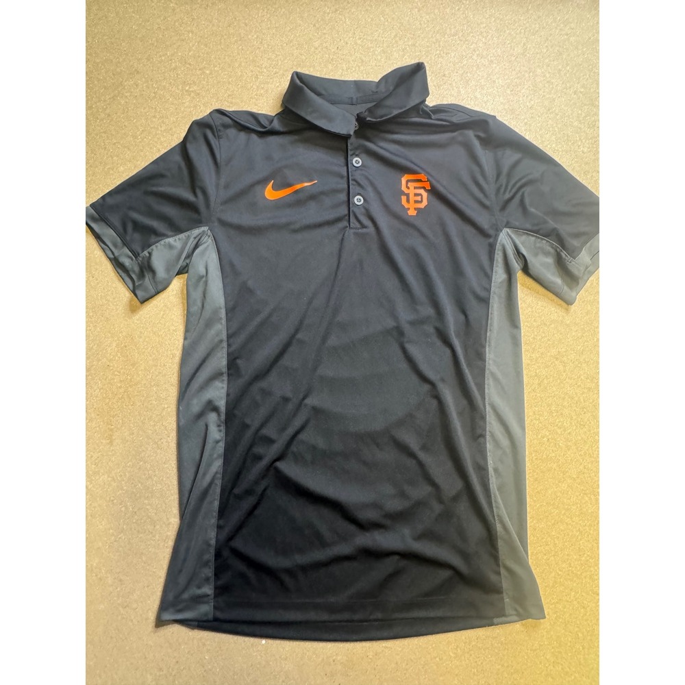 Nike Dri-FIT San Francisco Giants MLB Polo‎ Shirt Mens Medium Black Grey SF Logo